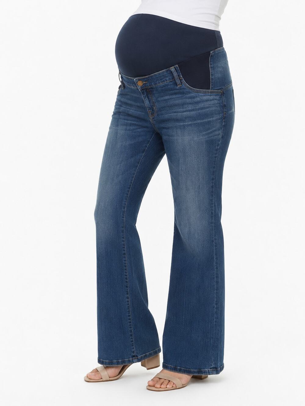 LR3154 Isabel Maternity Womens 16 33R Bootcut Jeans Blue Full Panel